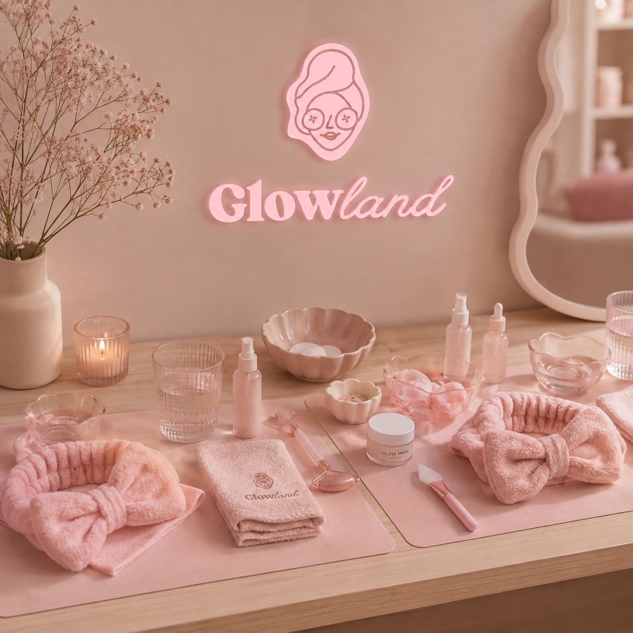 Ritual de skincare y belleza para niñas en cumpleaños spa Glow Land