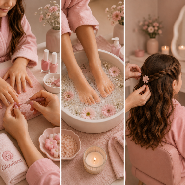 Spa de pies y cuidado de belleza para niñas en Glow Land